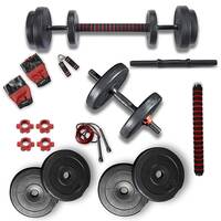 Lifelong LLPVCHGC05 PVC Home Gym Set 15kg Plate with Extension Barbell Rod and Dumbbells Rods with Gym Accessories for Home Workouts (Black, 6 Months Manufacturer's Warranty)