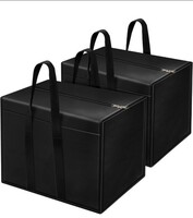 Storite 2 Pack Nylon 85 L Moisture Proof Multi-Purpose Underbed Storage Bag/Clothing Storage Organiser/Toy Storage/Stationery Paper Storage Bag with Zipper and Strong Handle (Black,57x36.8 x40.5 cm)