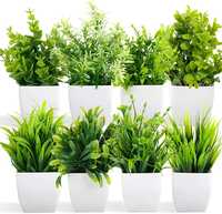 Lowest : Dekorly Artificial Potted Plants, 8 Pack Artificial Plastic Eucalyptus Plants