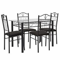 Amazon Brand - Solimo Dorado Glass 4 Seater Dining Set (Black) - Glass, 29.92X43.31X29.53 Inch, Steel [Apply ₹1000 Off Coupon]