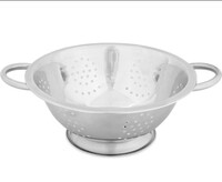 Live @12 - GLUN Stainless Steel Deep Colander: Versatile Kitchen Essential with Anti-Corrosive Properties - 24cm Diameter, Available in Silver - Enhance Your Culinary Experience
