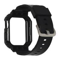 amazon basics Compatible with Apple Watch Straps with Rugged Case Bumper, Crystal Bands with Shockproof Protective Cover for iWatch Series 8 7 6 5 4 3 2 1 SE (Watch Not Included) (45/44/42mm) (Black)