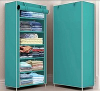 SAIWAY GREEN 6 LAYER COLLAPSIBLE WARDROBE Carbon Steel Collapsible Wardrobe