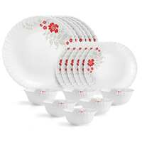 Cello Opalware Dazzle Series Scarlet Bliss Dinner Set, 18 Units | Opal Glass Dinner Set for 6  Apply ₹150 coupon 