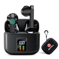 EDYELL V1 Truly Wireless Earbuds with 48H of Playtime, Half in Ear Headphone, Quad Mic with ENC