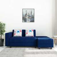 Amazon Brand - Solimo Olvera 3 Seater L Shape Sectional Sofa cum Bed (Fabric, Blue)