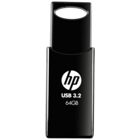 HP 712W 64GB USB 3.2 Flash Drive (Built-in Keyring Loop, 7Z375AA, Black)