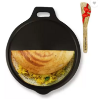 The Indus Valley Super Smooth Cast Iron Tawa with Free Wooden Spatula for Dosa/Chapathi-10.8 inch Tawa 27.6 cm diameter (Cast Iron, Induction Bottom)