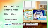 Amazon - Upto 65% Diapers & Wipes + Bank Offers
