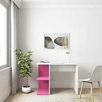 Amazon Brand - Solimo Senan Engineered Wood Study Table (Pink & White Finish)