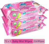 LOWEST - Baby Wipes with Aloe Vera,Vitamin E & Mild Fragrance (216 Wipes) (0.54/ piece)