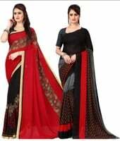 Anand Printed Daily Wear Georgette Saree (pack of 2)