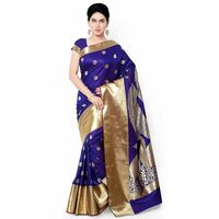 Varkala Silk Sarees Women Paithani Silk Blend Saree With Blouse Piece