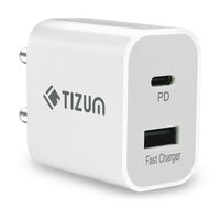 Tizum PD 20W Mach Type-C & QC 3.0 USB A Dual Output Super Fast Charger, Wall Adapter