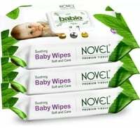 NOVEL Baby Wipes 80 Sheets pack of 3 with Lid. ( Many options inside)