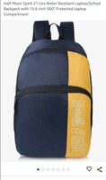 Half Moon Spirit 21 Ltrs Water Resistant Laptop/School Backpack with 15.6 inch 360° Protected Laptop Compartment