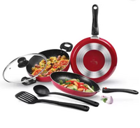 MILTON Pro Cook Kitchen Pride Cookware Set of 5,Maroon Fry Pan 24 cm diameter with Lid 2.5 L capacity