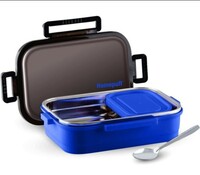 Home Puff Stainless Steel Insulated Lunch Box for School & Office,Free Spoon,Airtight Leak-Proof,Unbreakable Lid,Snacks Tiffin Box for Kids, Light Weight, Easy Clean, 800Ml, Dark Blue, with Warranty