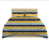 Lily Microfiber Double Bedsheets & 2 Pillow Cover 90 GSM | Wrinklefree | Ultrasoft- 223x215 yellow zigzag