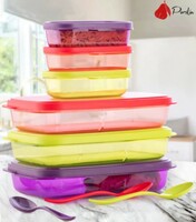 Porslin New Mini Insulated Tiffin with 2 , 280 ml Each, Cyan 6 Containers Lunch Box