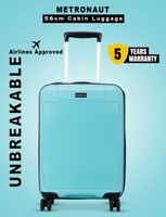 METRONAUT Hero 20 Sky Blue Premium PP Hard-Sided Luggage Trolley with Number Lock Cabin Suitcase 4 Wheels - 20 inch