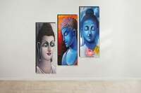 SAF set of 3 Lord Buddha UV textured self adeshive wall painting for home decoration SANF-SJ33