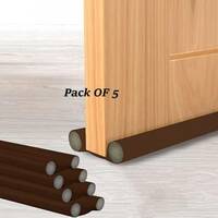 GLAMAXY (Pack of 5) Door Seal Twin Draught Draft Guard Door Closer Bottom Brown (39 Inch PVC Door Guard Gap Filler for Door Bottom Seal Strip - Sound-Proof, Reduce Noise Floor Mounted Door Stopper (Brown)