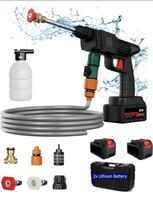 HELTEKO Cordless Portable Wireless Pressure Washer Gun 48V 12000mah High Pressure Water Gun for Car Wash Bike Washing Cleaning| Adjustable Nozzle and 5M Hose Pipe (Double_BETTERY)