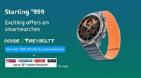 Up to 92% off + ₹200 Prime Coupon on Boat, Noise, Fire-Boltt Smartwatches