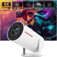 TOPPRO HY300 1GB/8GB, HD Android 11 Projector WiFi 6/BT 5.0 180° Rotation Auto Keystone (4500 lm / 1 Speaker / Wireless / Remote Controller) Portable Projector (White)