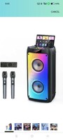 JYX Party Pop Speakers with 2 Wireless Microphones, Portable Bluetooth Box Speaker for Adults & Kids, Big Karaoke Speaker Set with Mic System Disco Light for Gatherings at Home, Stage Subwoofers
