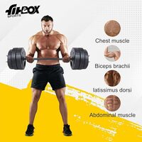 FitBox Sports Double Grip Home Gym Set 20kg | Barbell Rod, 2 x Dumbbell Rods, 20kg Adjustable Weights & Gym Accessories