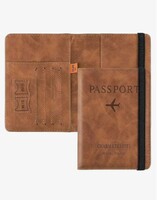 MONJAY Premium Passport Holder Cover Travel Wallet Organiser, Passport Case with PU Leather Travel Document Holder for Men & Women Travel Accessories (Brown)