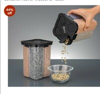 
 Clazkit Square Airtight Transparent Plastic Lock Food Storage 4 Section Container Jar for Grocery, Fridge Container Pack of 1, 2000ML - Black 