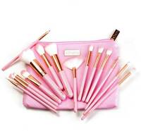 MINARA Makeup Brush Applicator Set of 15 with Premium Leather Pouch (Pack of 15)