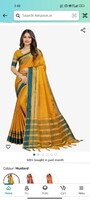 Sidhidata Women's Cotton Blend Saree With Unstitched Blouse Piece