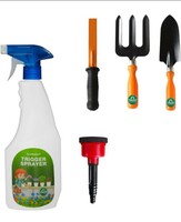 TrustBasket 5 Pcs Durable Earth Angles Multi-Purpose Plant Care/Garden Tool kit for Home Garden | Trowel, Fork, Krupa, Shower Head, Trigger Sprayer 