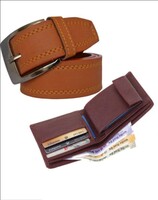 SunShopping SunShopping Wallet & Belt Combo (Tan, Brown)