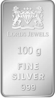 LORDS JEWELS BIS Hallmarked and Approved Purity S 999 100 g Silver Bar