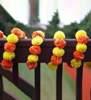2 Pcs (5 ft) Decorative Marigold Flower Artificial Garland Mala