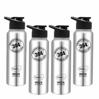 Pigeon by Stovekraft Inox hydra 700ml pack of 4 Stainless Steel Drinking Water Bottle 700ml Flipper Cap - Silver