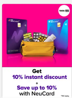 Get 10% discount (up to Rs. 250) on medicine & health products on Tata 1mg with Tata Neu cards on orders above ₹1500