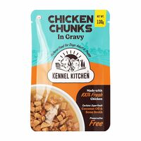 Kennel Kitchen Chicken Chunks in Gravy, 130g (Pack of 1) | Wet Dog Food for Adult & Puppy | Dog Food Gravy with Regionally Sourced Fresh Chicken | Free from Artificial Colours & Preservatives