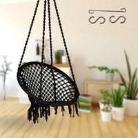 Curio Centre Round Swing Chair with Accessories Cotton Hammock  (Black, DIY(Do-It-Yourself))
