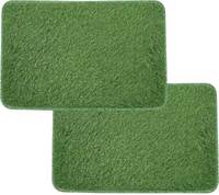 STATUS Artificial Grass Door Mat  (Green, Small, Pack of 2)