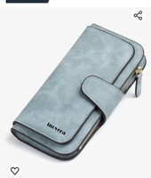 NOVERA (LABEL) Women's Vegan Leather Tri-fold Fashion Card Coin Holder Long Wallet (KK24)