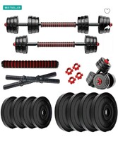 JASMINE 3 In 1 Convertible & Barbell Home Gym Set Kit For Home Workout Adjustable Dumbbell (10 kg)