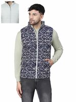oxolloxo Men's Aztec Print Zip Lined Sleeveless Reversible Quilted Jacket