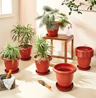 Amazon Brand - Solimo Round Pots for Plants with Bottom Tray