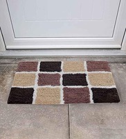 Brown Geometric Cotton 24x16 Inches AntiSkid Door Mat (1Pc)
